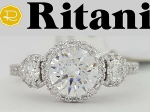 Ritani Diamond Semi-Mount CZ Engagement Ring 0.75 ct 14k White Gold RTL 3,589