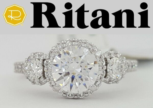 Ritani Diamond Semi-Mount CZ Engagement Ring 0.75 ct 14k White Gold RTL 3,589