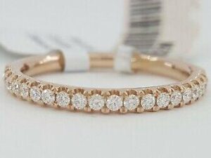 0.25 ct 14k Rose Gold Haft Circle Round Diamonds Wedding Band 2.1mm Rtl 938