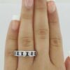 A.Jaffe Round Diamond & Blue Sapphire Wedding Band Ring 1.5 ct 18K White Gold