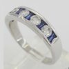 A.Jaffe Round Diamond & Blue Sapphire Wedding Band Ring 1.5 ct 18K White Gold