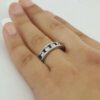 A.Jaffe Round Diamond & Blue Sapphire Wedding Band Ring 1.5 ct 18K White Gold