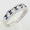 A.Jaffe Round Diamond & Blue Sapphire Wedding Band Ring 1.5 ct 18K White Gold