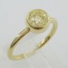 Bezel Set Fancy Yellow Diamond Solitaire Engagement Ring 0.75 ct 18K Gold GIA