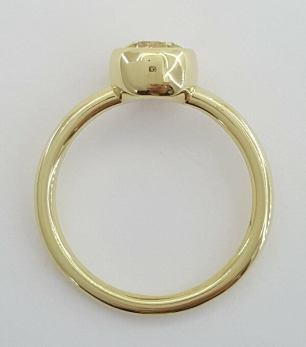 Bezel Set Fancy Yellow Diamond Solitaire Engagement Ring 0.75 ct 18K Gold GIA