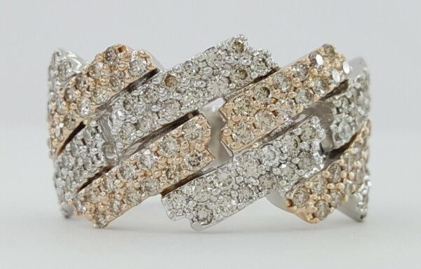 Diamond Pave Half Circle Cuban Link Gent's Ring 3.25 ct 10k Gold 4 Four Row