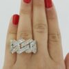 Diamond Pave Half Circle Cuban Link Gent's Ring 3.25 ct 10k Gold 4 Four Row