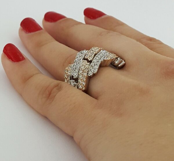 Diamond Pave Half Circle Cuban Link Gent's Ring 3.25 ct 10k Gold 4 Four Row
