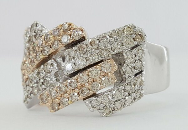 Diamond Pave Half Circle Cuban Link Gent's Ring 3.25 ct 10k Gold 4 Four Row