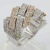 Diamond Pave Half Circle Cuban Link Gent's Ring 3.25 ct 10k Gold 4 Four Row