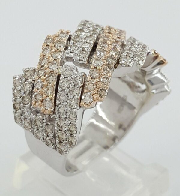 Diamond Pave Half Circle Cuban Link Gent's Ring 3.25 ct 10k Gold 4 Four Row