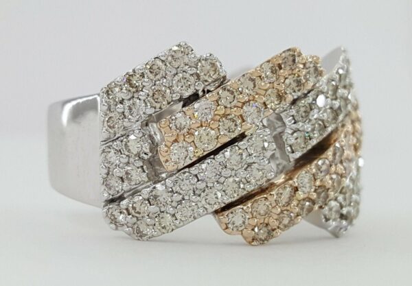 Diamond Pave Half Circle Cuban Link Gent's Ring 3.25 ct 10k Gold 4 Four Row