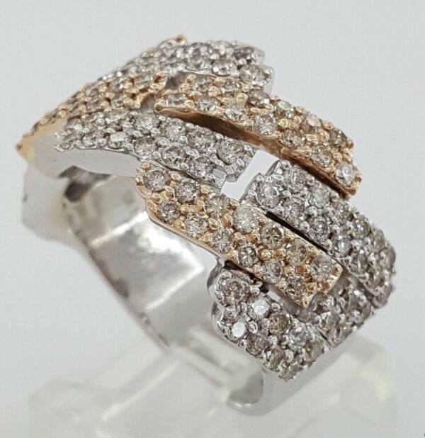 Diamond Pave Half Circle Cuban Link Gent's Ring 3.25 ct 10k Gold 4 Four Row