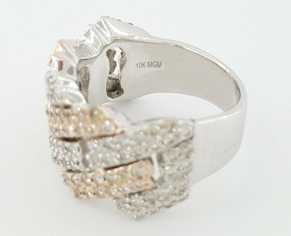Diamond Pave Half Circle Cuban Link Gent's Ring 3.25 ct 10k Gold 4 Four Row
