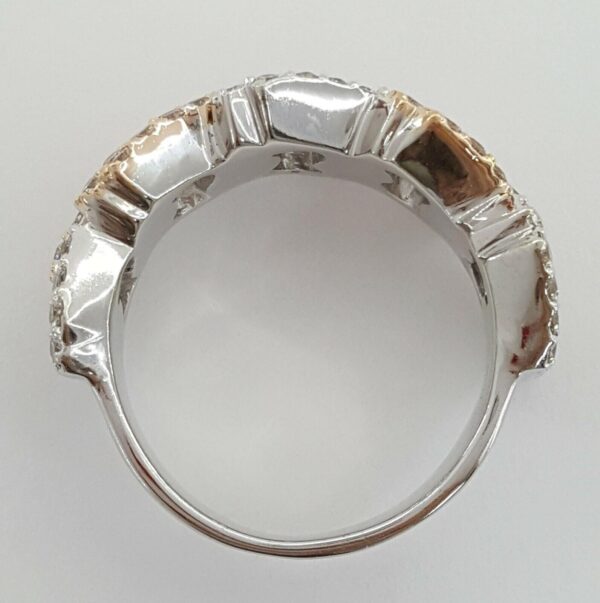 Diamond Pave Half Circle Cuban Link Gent's Ring 3.25 ct 10k Gold 4 Four Row