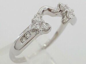 0.34 ct 14K White Gold Diamond Heart Tri-Sides Solitaire Enhancer Wrap Band