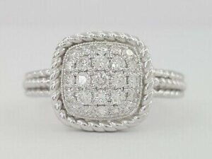 14K White Gold 0.44 ct Pave Set Round Diamonds Albion Braded Ring 11mm 4 Grams