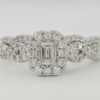 Emerald Round Diamonds Halo Engagement Ring & Band Set 0.59 ct 14K White Gold