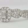 Emerald Round Diamonds Halo Engagement Ring & Band Set 0.59 ct 14K White Gold
