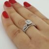 Emerald Round Diamonds Halo Engagement Ring & Band Set 0.59 ct 14K White Gold