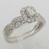 Emerald Round Diamonds Halo Engagement Ring & Band Set 0.59 ct 14K White Gold