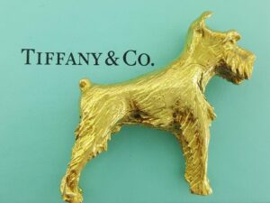 Vintage Tiffany & Co. 18K Yellow Gold Terrier Dog Brooch / Pin 28.8 grams