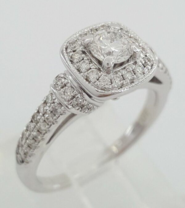 Vera Wang Love 14K 0.75 ct Round Diamond Halo Frame Engagement Ring Rtl 2,779