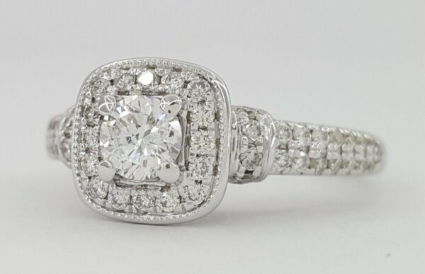 Vera Wang Love 14K 0.75 ct Round Diamond Halo Frame Engagement Ring Rtl 2,779