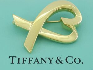 Tiffany & Co Paloma Picasso 18K Yellow Gold Loving Heart Brooch Pin Large 1.25"