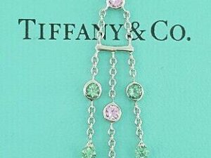 Tiffany & Co Fringe Multicolor Sapphire Green Tourmaline Necklace 18K White Gold