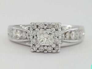 0.65 ct 14K White Gold Keepsake Princess Diamond Halo Engagement Ring