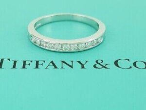 Vintage Tiffany & Co Platinum Half Circle Diamond Wedding Band Ring 0.25 ct