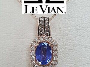 LeVian® Oval Sapphire Halo Chocolate Diamond Pendant 22" 14K Rose Gold 1.33 ct