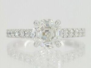 Platinum Round Step Cut Diamond Engagement Ring 1.53 ct G/VVS2 GIA