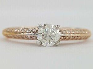 0.63 ct 14K Rose Gold Namaste Round Cut Diamond Engagement Ring H SI2 Rtl 2499