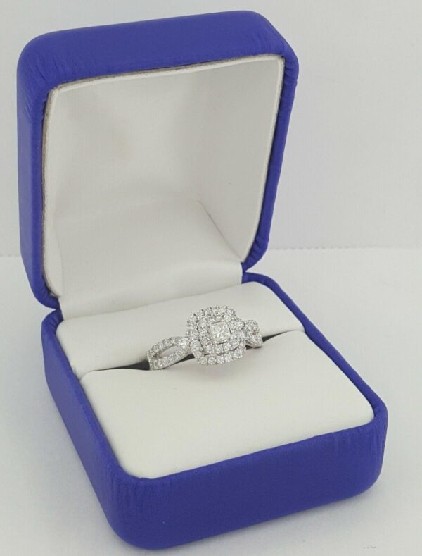 Princess Cut Diamond Double Halo 1.13 ct 10K White Gold Engagement Ring