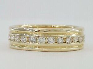 Round Cut Diamond Full Circle Eternity Ring 0.81 ct 14K Yellow Gold 6mm Sz 7.75