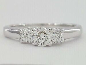 14k & Platinum 3-Stone 0.45 ct Round Brilliant Cut Diamond Engagement Ring