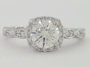 Platinum Round Brilliant Cut Diamond Halo Engagement Ring 1 ct Retail 6,000