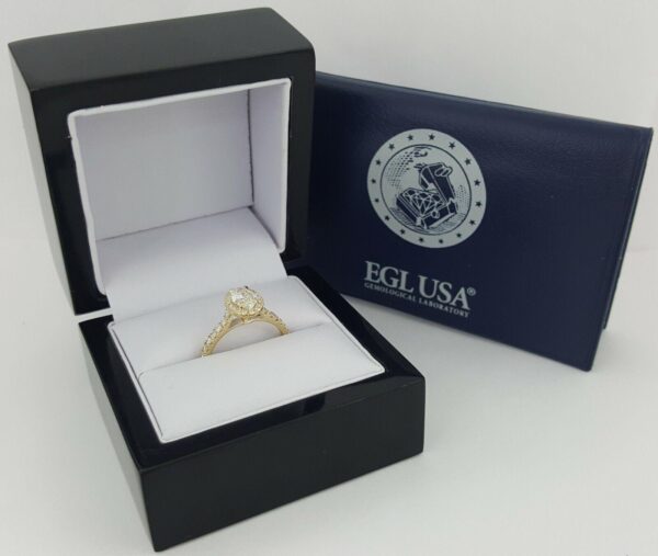 1.26 ct 14K Yellow Gold Oval Cut Diamond Halo Engagement Ring EGL-USA Rtl 5,940