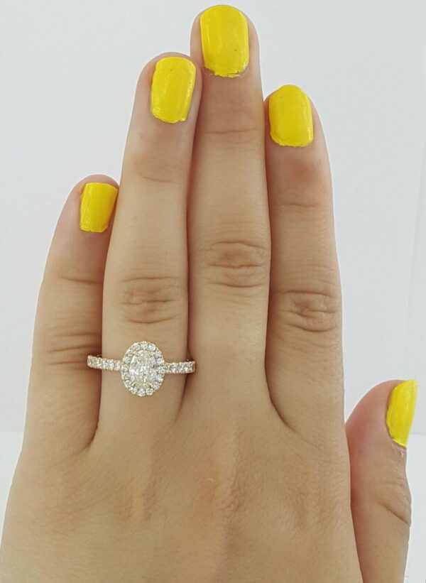 1.26 ct 14K Yellow Gold Oval Cut Diamond Halo Engagement Ring EGL-USA Rtl 5,940