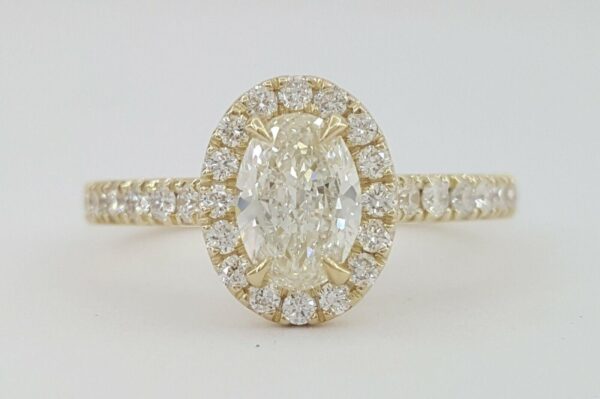 1.26 ct 14K Yellow Gold Oval Cut Diamond Halo Engagement Ring EGL-USA Rtl 5,940