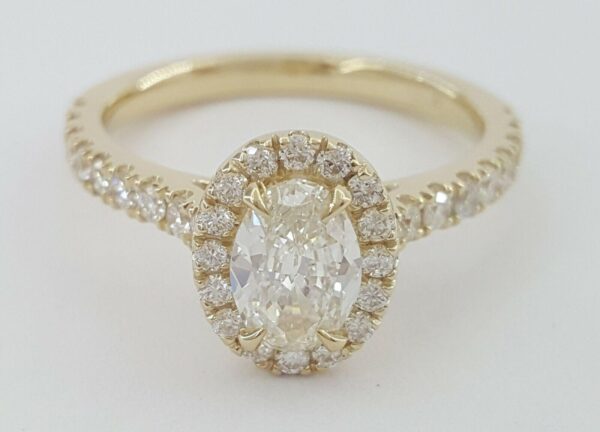 1.26 ct 14K Yellow Gold Oval Cut Diamond Halo Engagement Ring EGL-USA Rtl 5,940