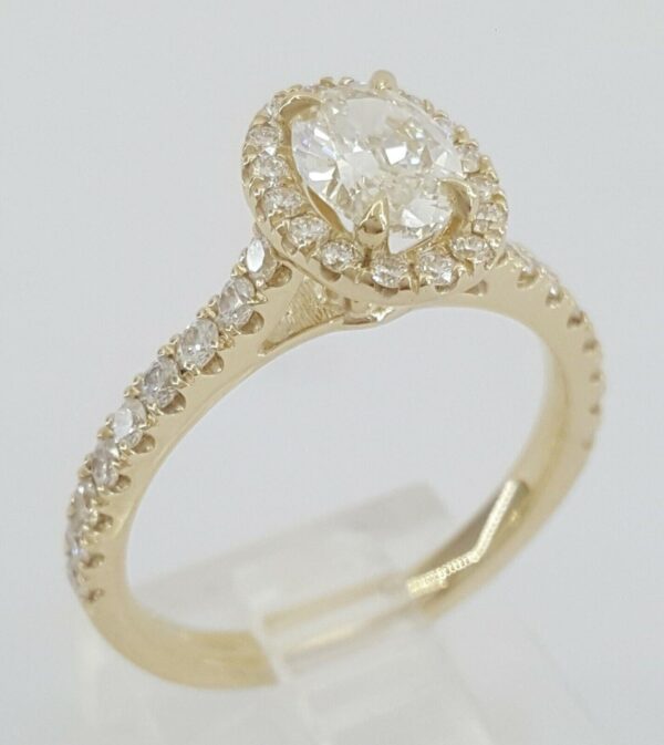 1.26 ct 14K Yellow Gold Oval Cut Diamond Halo Engagement Ring EGL-USA Rtl 5,940