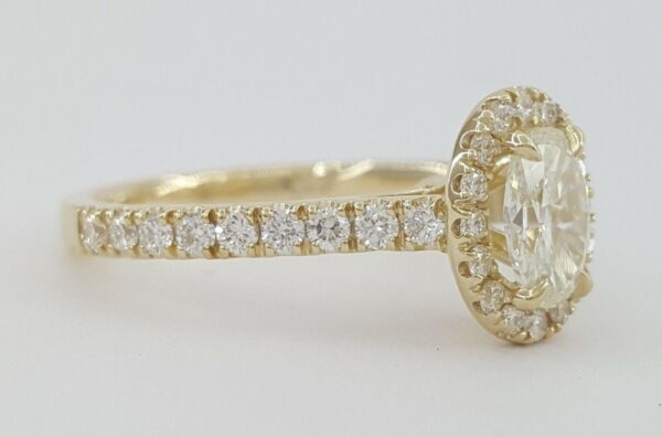 1.26 ct 14K Yellow Gold Oval Cut Diamond Halo Engagement Ring EGL-USA Rtl 5,940