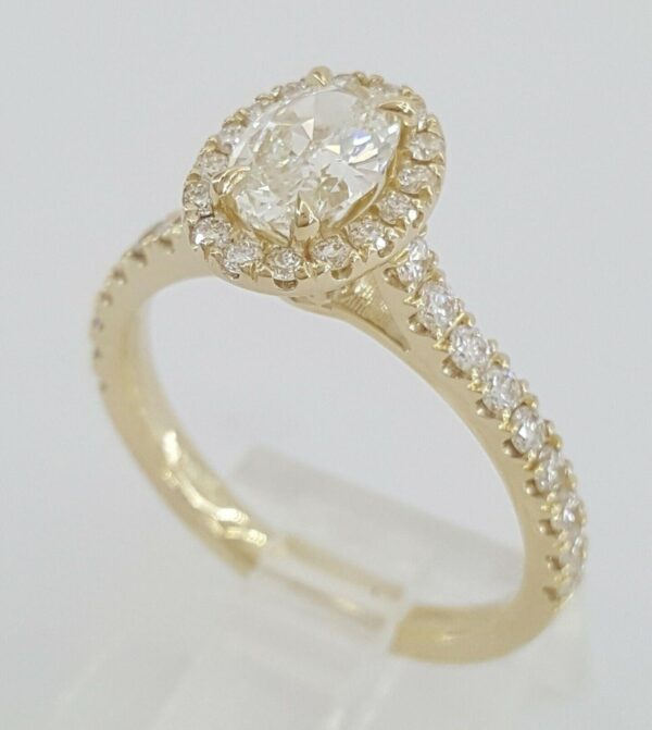 1.26 ct 14K Yellow Gold Oval Cut Diamond Halo Engagement Ring EGL-USA Rtl 5,940