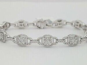 Round Cluster Diamond Tennis Bracelet 15.2g 7" 2 ct 14K White Gold Rtl 5,499