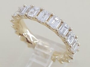 Emerald Cut Diamond Full Circle Eternity Wedding Ring Band 4 ct 14K Gold 4.6 mm