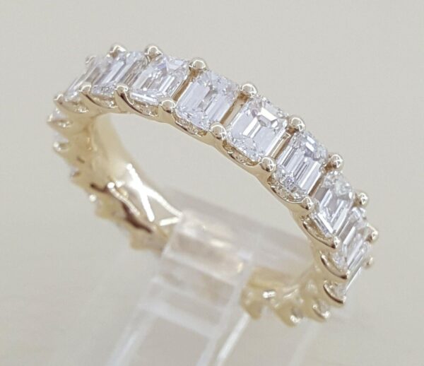 Emerald Cut Diamond Full Circle Eternity Wedding Ring Band 4 ct 14K Gold 4.6 mm