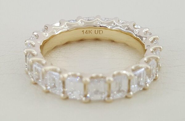 Emerald Cut Diamond Full Circle Eternity Wedding Ring Band 4 ct 14K Gold 4.6 mm